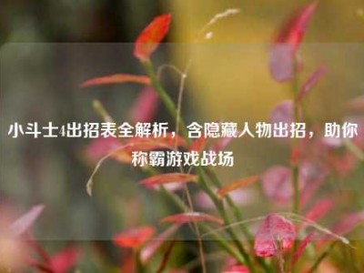 小斗士4出招表全解析，含隐藏人物出招，助你称霸游戏战场