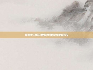 掌握PUBG更新苹果系统的技巧