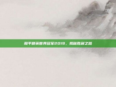 和平精英世界冠军2019，揭秘胜利之路