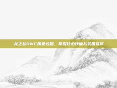 龙之谷DWC角色攻略，掌握核心技能与装备选择
