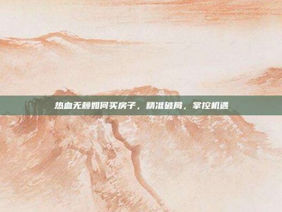 热血无赖如何买房子，精准破局，掌控机遇