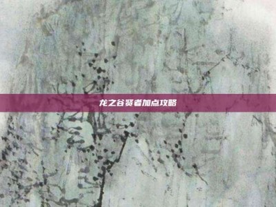 龙之谷贤者加点攻略