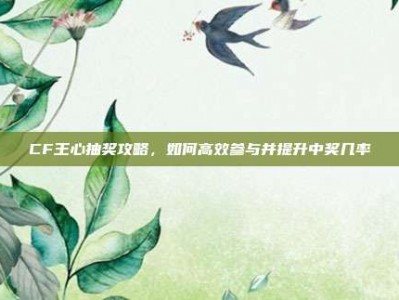 CF王心抽奖攻略，如何高效参与并提升中奖几率