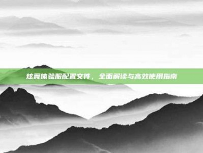 炫舞体验服配置文件，全面解读与高效使用指南