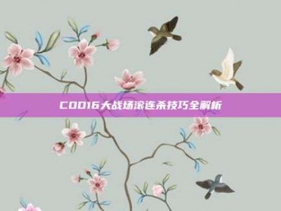 COD16大战场滚连杀技巧全解析