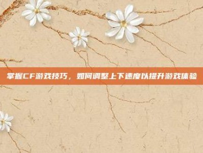 掌握CF游戏技巧，如何调整上下速度以提升游戏体验