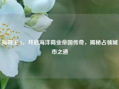 海商王 3，开启海洋商业帝国传奇，揭秘占领城市之道