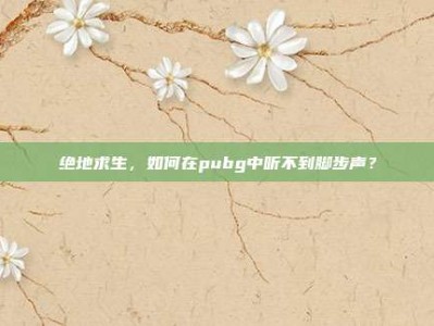 绝地求生，如何在pubg中听不到脚步声？