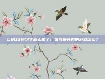 CSGO短剑手感太棒了！如何提升你的游戏体验？