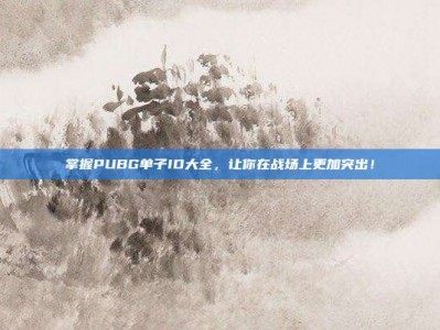 掌握PUBG单子ID大全，让你在战场上更加突出！