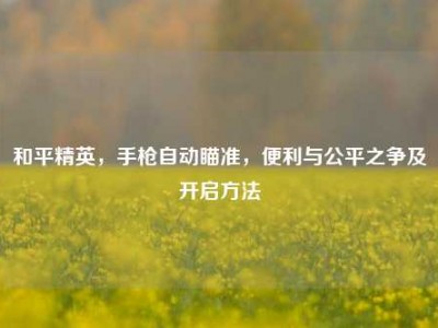 和平精英，手枪自动瞄准，便利与公平之争及开启方法