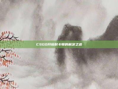 CSGO开镜时卡顿的解决之道
