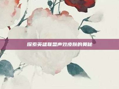 探索英雄联盟声效皮肤的奥秘