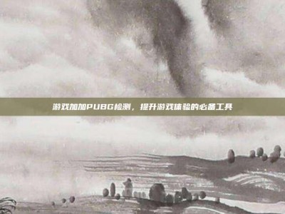 游戏加加PUBG检测，提升游戏体验的必备工具