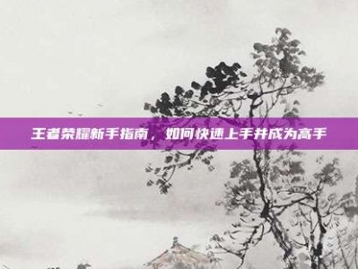 王者荣耀新手指南，如何快速上手并成为高手