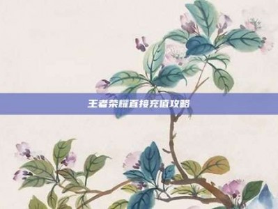 王者荣耀直接充值攻略