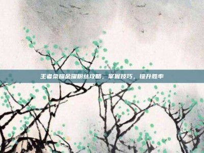 王者荣耀金曜粉丝攻略，掌握技巧，提升胜率