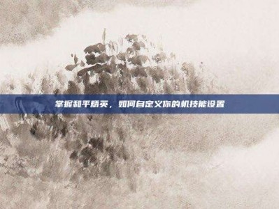 掌握和平精英，如何自定义你的机技能设置