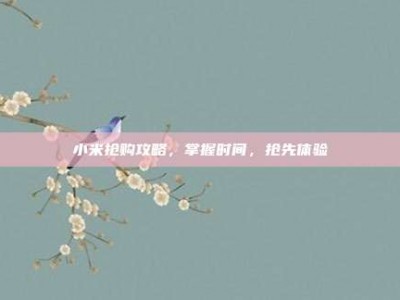 小米抢购攻略，掌握时间，抢先体验