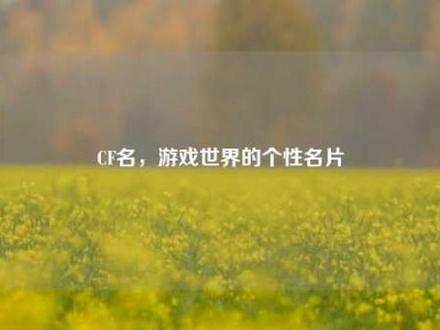 CF名，游戏世界的个性名片