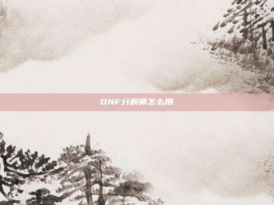 DNF分解师怎么用