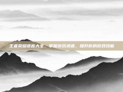 王者荣耀语言大全，掌握游戏术语，提升你的游戏技能