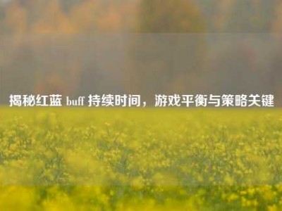 揭秘红蓝 buff 持续时间，游戏平衡与策略关键