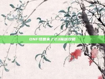 DNF怪兽来了23魔剑攻略
