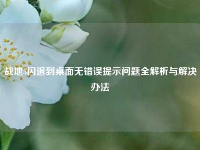 战地5闪退到桌面无错误提示问题全解析与解决办法