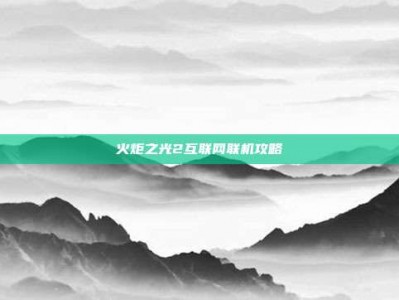 火炬之光2互联网联机攻略
