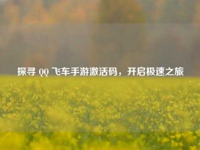 探寻 QQ 飞车手游激活码，开启极速之旅