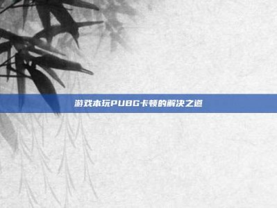 游戏本玩PUBG卡顿的解决之道