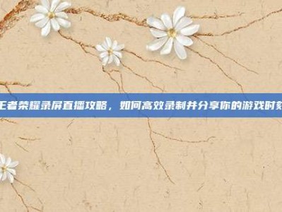 王者荣耀录屏直播攻略，如何高效录制并分享你的游戏时刻