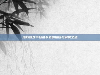 浩方游戏平台进不去的困扰与解决之道