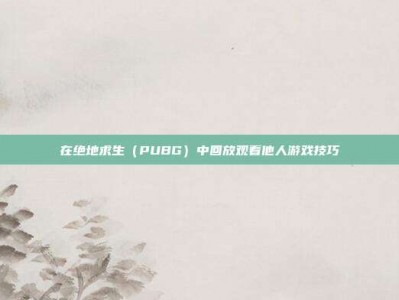 在绝地求生（PUBG）中回放观看他人游戏技巧