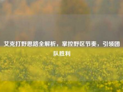 艾克打野思路全解析，掌控野区节奏，引领团队胜利