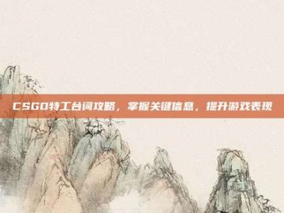 CSGO特工台词攻略，掌握关键信息，提升游戏表现