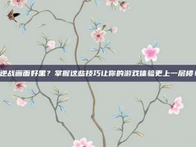 逆战画面好黑？掌握这些技巧让你的游戏体验更上一层楼！
