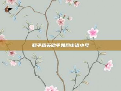 和平精英助手如何申请小号