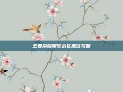 王者荣耀删除战区定位攻略