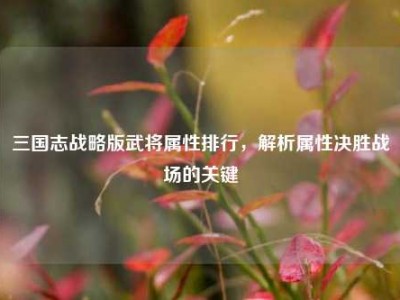 三国志战略版武将属性排行，解析属性决胜战场的关键