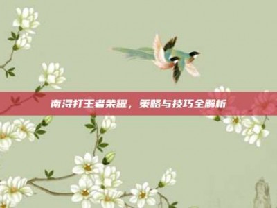 南浔打王者荣耀，策略与技巧全解析