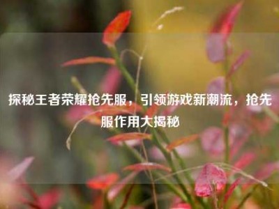 探秘王者荣耀抢先服，引领游戏新潮流，抢先服作用大揭秘