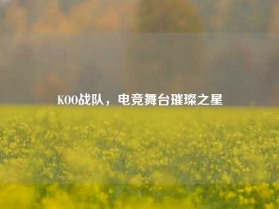 KOO战队，电竞舞台璀璨之星