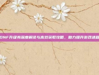DNF升级券深度解读与高效获取攻略，助力提升游戏进程