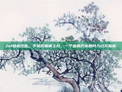 lol业余代练，下班后偷偷上分，一个业余代练的月入过万指南