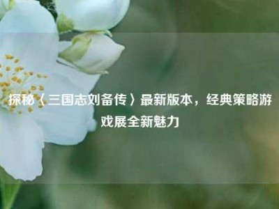 探秘〈三国志刘备传〉最新版本，经典策略游戏展全新魅力