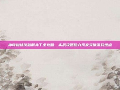神奇蜘蛛侠破解补丁全攻略，实战攻略助力玩家突破游戏难点