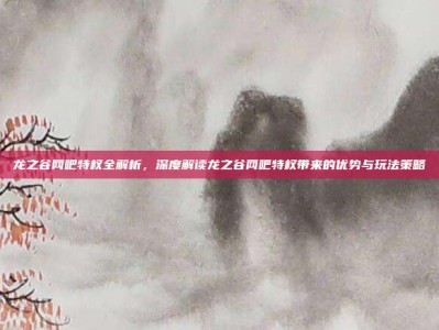 龙之谷网吧特权全解析，深度解读龙之谷网吧特权带来的优势与玩法策略