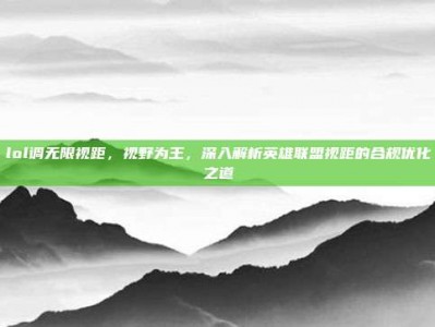 lol调无限视距，视野为王，深入解析英雄联盟视距的合规优化之道